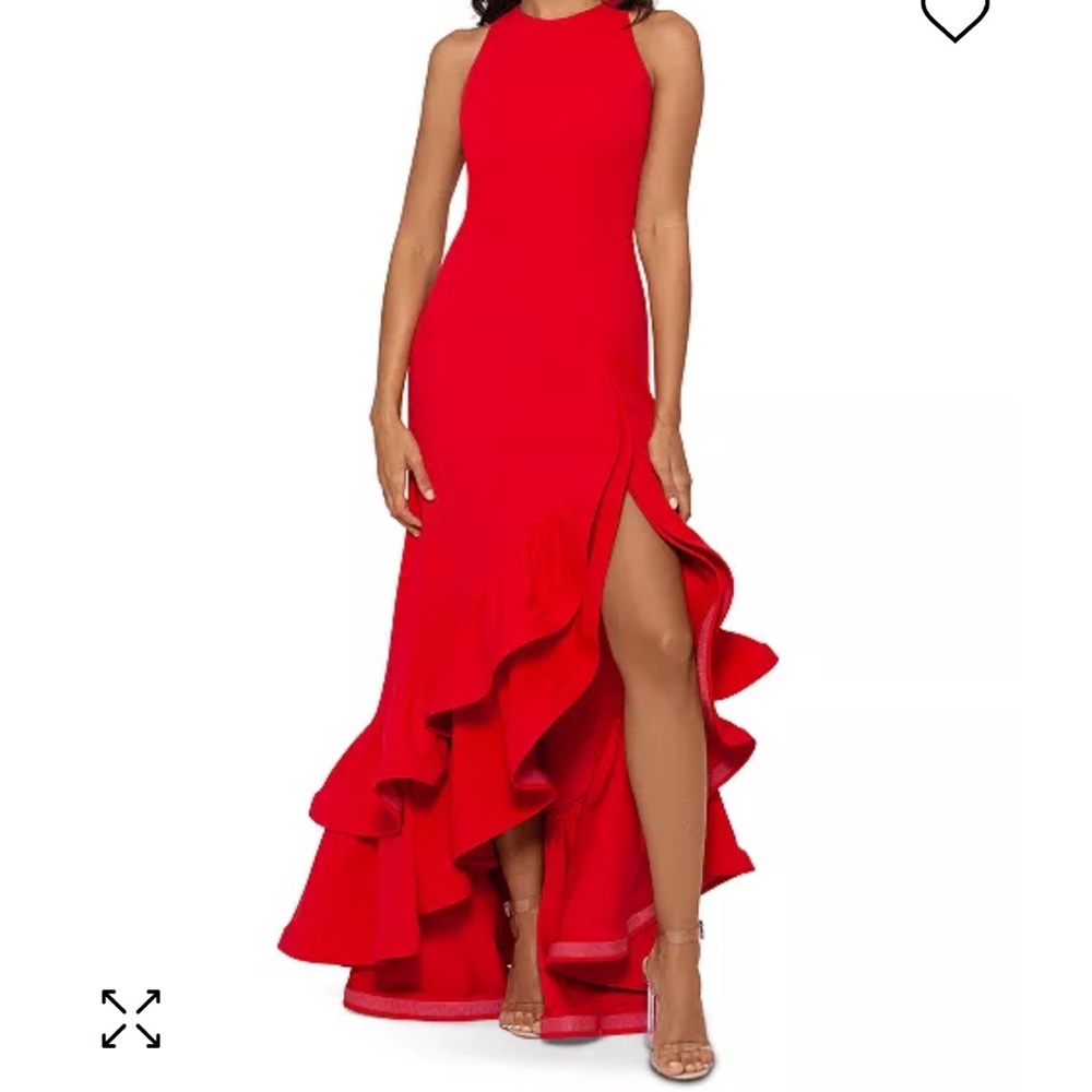 Betsey and Adam red scuba crepe emoji gown 4p